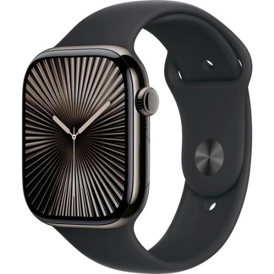 Obrázek Apple Watch Series 10 GPS + Cellular 46mm Slate Titanium Case with Black Sport Band - S/M