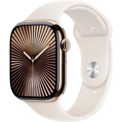 Obrázek Apple Watch Series 10 GPS + Cellular 42mm Gold Titanium Case with Starlight Sport Band - S/M