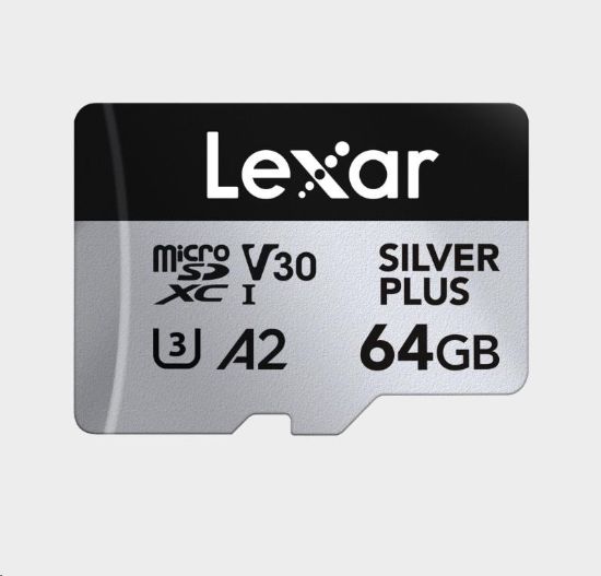 Obrázek Lexar microSDXC Professional SILVER Plus UHS- I/ U3/ A2/ 4K R205/ W100 (V30) 64GB