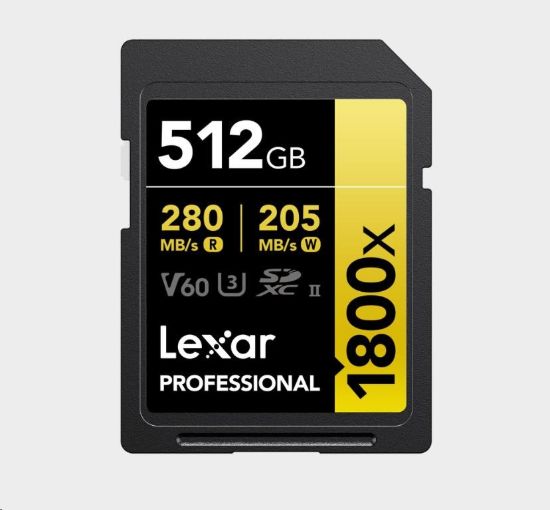 Obrázek Lexar SDXC Pro 1800x U3 UHS- II R280/ W210 (V60) 512GB