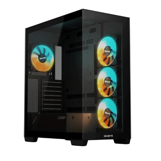 Obrázek BAZAR GIGABYTE case GB-C500P ST, Mid tower, 1xUSB-C 3.2, 2xUSB 3.0, 4x 120mm ARGB Fan, černá (POŠKOZENÝ OBAL)