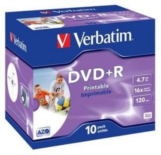 Obrázek VERBATIM DVD+R(10-Pack)Printable/Jewel/16x/4.7GB