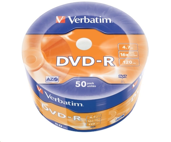 Obrázek VERBATIM DVD-R (50-Pack) 16x WRAP 4.7GB MATT