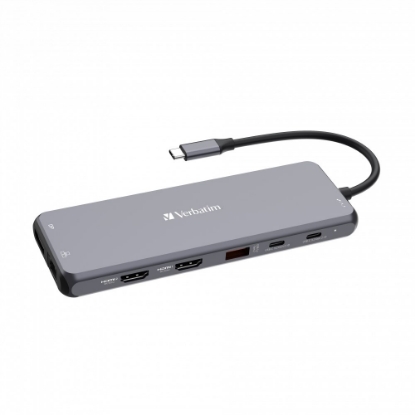 Obrázek VERBATIM Hub USB-C Pro Multiport 13 Port, 6x USB-A, 2x USB-C, 2x HDMI, DP, RJ45, 3.5mm Jack audio, šedá