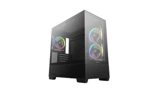 Obrázek DEEPCOOL Case CG380 3F, mATX, ARGB, Průhledná bočnice, 3x 120mm Fan, černá