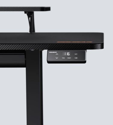 Obrázek COUGAR stůl E-STAR 140 electric 1400 x 600 x 15, 720-1170mm, carbon design, monitor stand, pad, paměť nastavení 2 módy