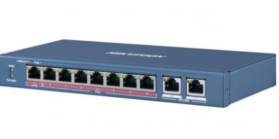 Obrázek HIKVISION DS-3E0310HP-E switch 8x100TX PoE (1xHi-PoE- 60W) + 2x Gb, 110W - dosah až 250m
