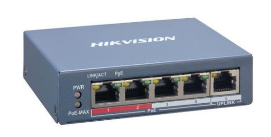 Obrázek HIKVISION DS-3E1105P-EI, Smart managed switch 4x 100TX PoE + 1x 100TX uplink, 60W, Super PoE