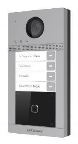 Obrázek HIKVISION DS-KV8413-WME1(C)/FLUSH/EUROPE BV, IP dveřní interkom 4-tlač., čtečka karet, 2MPx kamera, WiFi, zápustný