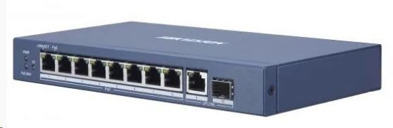 Obrázek HIKVISION DS-3E0510P-E (8+2), switch 8xGb PoE + 1x Gb uplink RJ-45 + 1x Gb uplink SFP, 110W