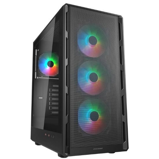 Obrázek COUGAR PC skříň AIRFACE PURE RGB Black Mid Tower Mesh Front Panel 3 x 120mm ARGB Fan, Rear Panel 1x 120mm ARGB Fan