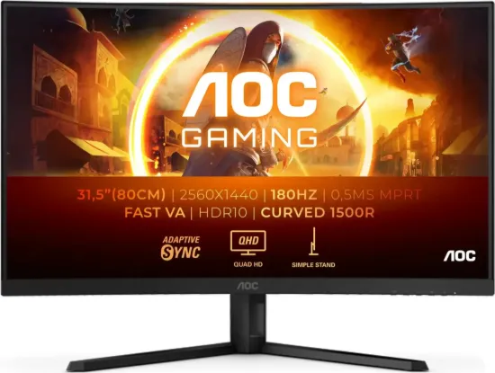 Obrázek AOC MT VA LCD WLED 31, 5" CQ32G4VE - Fast VA panel, 2560x1440, 2xHDMI, DP, zakriven