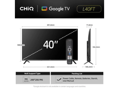 Obrázek CHiQ L40FT TV 40", FHD, smart, Google TV, dbx-tv, Dolby Audio, Frameless