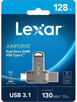 Obrázek Lexar flash disk 128GB - JumpDrive D400 Dual USB-C & USB-A 3.1 (čtení až 130MB/s)
