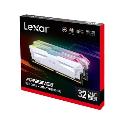 Obrázek Lexar ARES DDR5 32GB (kit 2x16GB) UDIMM 6400MHz CL32 XMP 3.0 - RGB, Heatsink, bílá