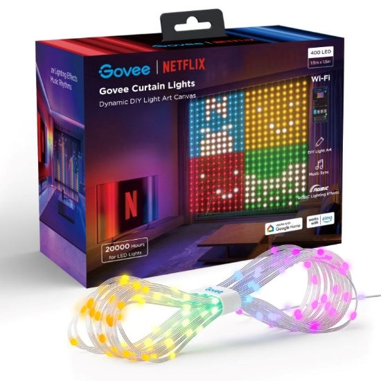 Obrázek Govee Netflix RGBIC Curtain Light 400 LED - 1,5 x 1,5m
