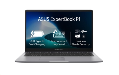Obrázek ASUS NTB ExpertBook P1 (PP1503CVA-S7I516512), i5-13420H, 15.6" FHD, 16GB, 512GB SSD, UHD, No OS, Misty Grey