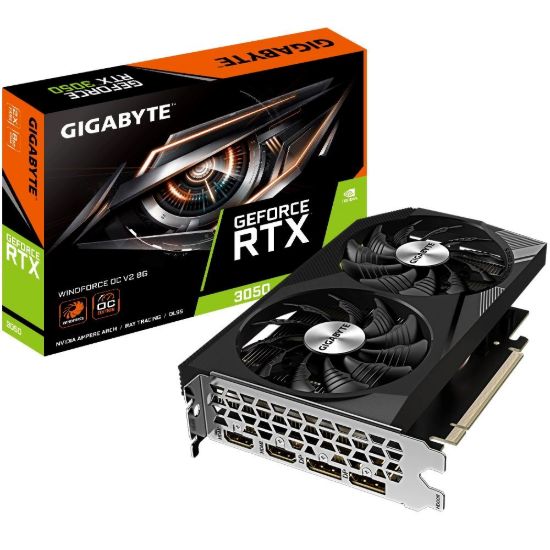 Obrázek GIGABYTE VGA NVIDIA GeForce RTX 3050 WINDFORCE OC 8G V2, RTX 3050, 8GB GDDR6, 1xDP, 1xHDMI, 1xDVI- D