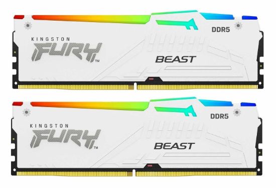 Obrázek KINGSTON DIMM DDR5 64GB (Kit of 2) 6400MT/s CL32 Non-ECC FURY Beast RGB XMP, Bílá