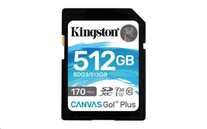 Obrázek Kingston SDXC karta 512GB Canvas Go! Plus, R:170/W:90MB/s, Class 10, UHS-I, U3, V30