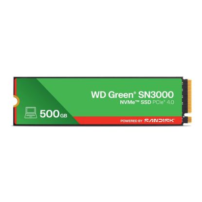 Obrázek WD GREEN SSD 500 GB SN3000 Powered by SanDisk, PCIe Gen4 x 4, M.2 2280, (R: 5000/ W: 4100 MB/ s)