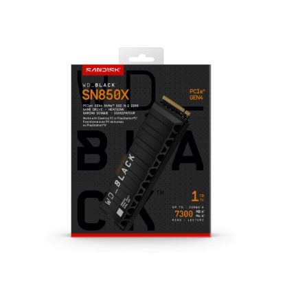 Obrázek WD BLACK SSD NVMe 1 TB PCIe SN850X Powered by SanDisk, Gen4, (R: 7300, W: 6300MB/ s), Chladič