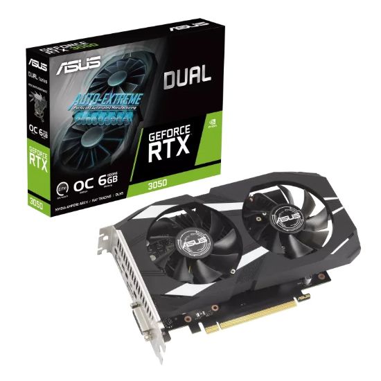 Obrázek ASUS VGA NVIDIA GeForce RTX 3050 DUAL OC 6GB, RTX 3050, 6GB GDDR6, 1xDP, 1xHDMI, 1xDVI
