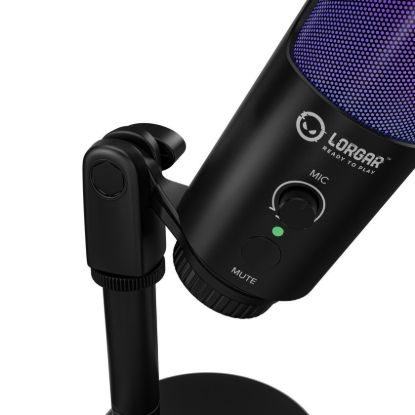 Obrázek LORGAR mikrofon SMP40, RGB a externím mute tlačítkem, Černý
