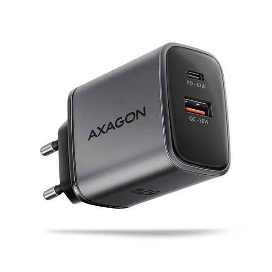 Obrázek AXAGON ACU-PQ67 GaN nabíječka do sítě 67W, USB-A + USB-C, PD3.0/PPS/QC4+/SFC2.0/Apple