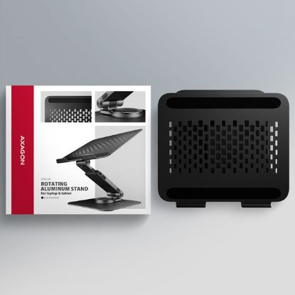 Obrázek AXAGON STND- LRB hliníkový stojan na notebook 10"- 17.3" nastavitelná výška a úhel, otočný, černý