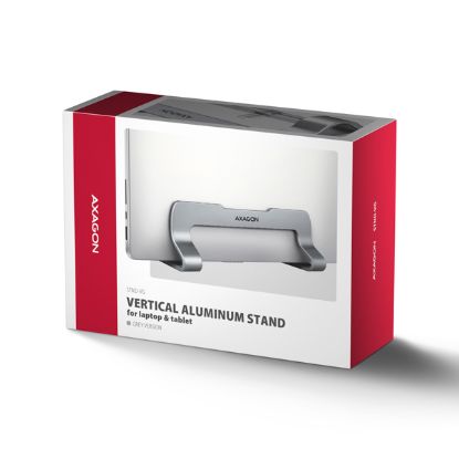 Obrázek AXAGON STND- VG vertikální hliníkový stojan na notebook 10"- 17.3" nastavitelný rozestup, šedý