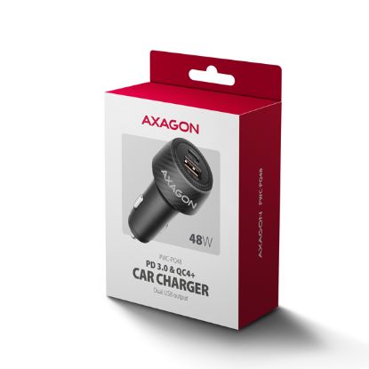 Obrázek AXAGON PWC- PQ48 nabíječka do auta 48 W, USB- A + USB- C, PD3.0/ PPS/ QC4+/ SFC/ Apple