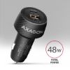 Obrázek AXAGON PWC-PQ48 nabíječka do auta 48W, USB-A + USB-C, PD3.0/PPS/QC4+/SFC/Apple