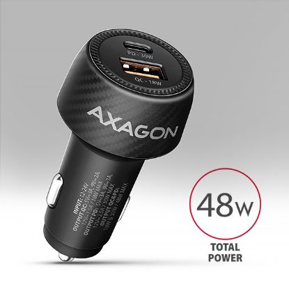 Obrázek AXAGON PWC- PQ48 nabíječka do auta 48 W, USB- A + USB- C, PD3.0/ PPS/ QC4+/ SFC/ Apple