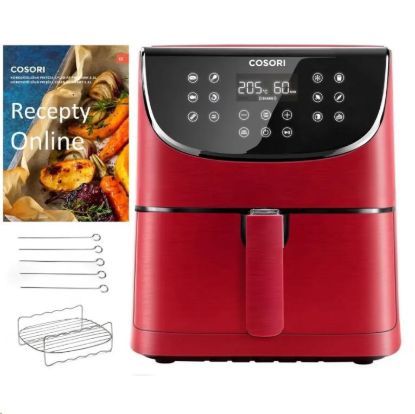 Obrázek Cosori CP158-AF PREMIUM –  5.5L  horkovzdušná fritéza + 5x špíz a gril. rošt, red