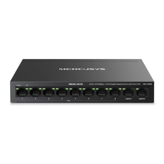 Obrázek MERCUSYS switch MS110CMP (10 x 100Mb/ s, 8xPoE+, 115 W, fanless)