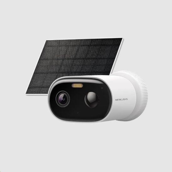 Obrázek MERCUSYS MC410 KIT venkovní kamera, solární panel (2MP, 2K HD, 1296p, IR 10m, WiFi, micro SD card, IP65)