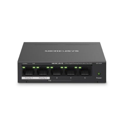 Obrázek MERCUSYS switch MS105GP (5xGbE, 4xPoE+, 65 W, fanless)