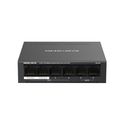 Obrázek MERCUSYS switch MS106P (6 x 100Mb/ s, 4xPoE+, 67 W, fanless)
