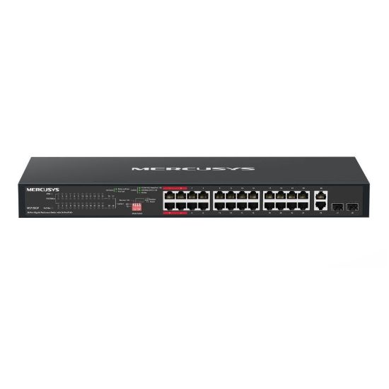 Obrázek MERCUSYS switch MS128GP (24xGbE, 24xPoE+, 2xGbE, 2xSFP, 295 W)