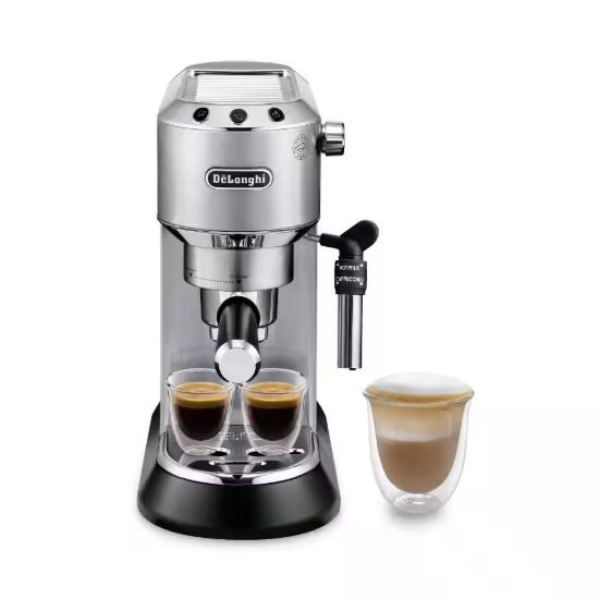 Obrázek DeLonghi Dedica Style pákový kávovar, 1300 W, Cappuccino systém, stříbrná