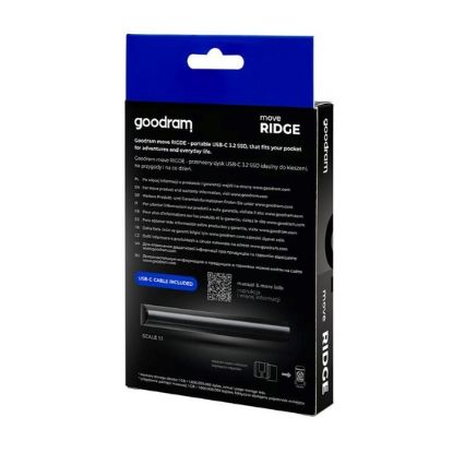 Obrázek GOODRAM externí SSD Move Ridge 2 TB, USB- C 3.2 Gen2 x 2, (R: 2000/ W: 2000MB/ s), černá