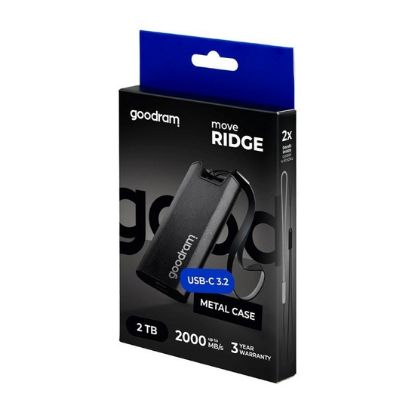 Obrázek GOODRAM externí SSD Move Ridge 2 TB, USB- C 3.2 Gen2 x 2, (R: 2000/ W: 2000MB/ s), černá