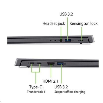 Obrázek ACER NTB Aspire 16 (A16- 71M- 50JT), Ultra5- 115U, 16" WUXGA, 16 GB, 512 GB SSD, Intel Graphics, W11H, Gray