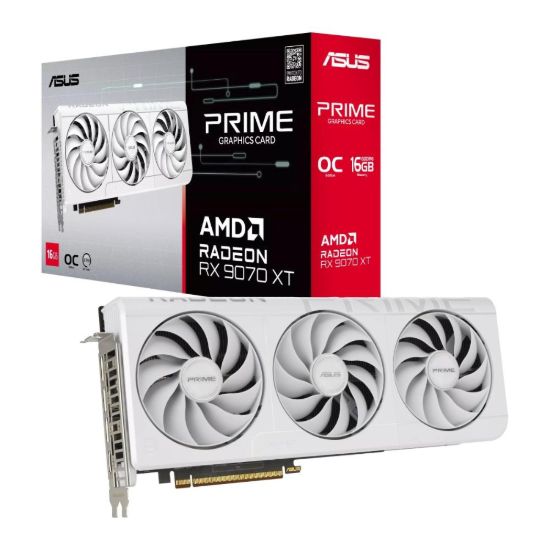 Obrázek ASUS VGA AMD RADEON RX 9070 XT PRIME 16 GB OC WHITE, RX 9070 XT, 16 GB GDDR6, 3xDP, 1xHDMI