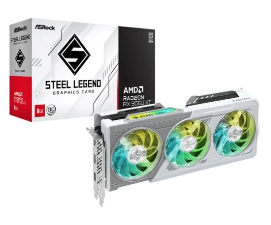 Obrázek ASRock VGA AMD Radeon RX 9060 XT Steel Legend 8GB OC, RX 9060 XT, 8GB GDDR6, 2xDP, 1xHDMI