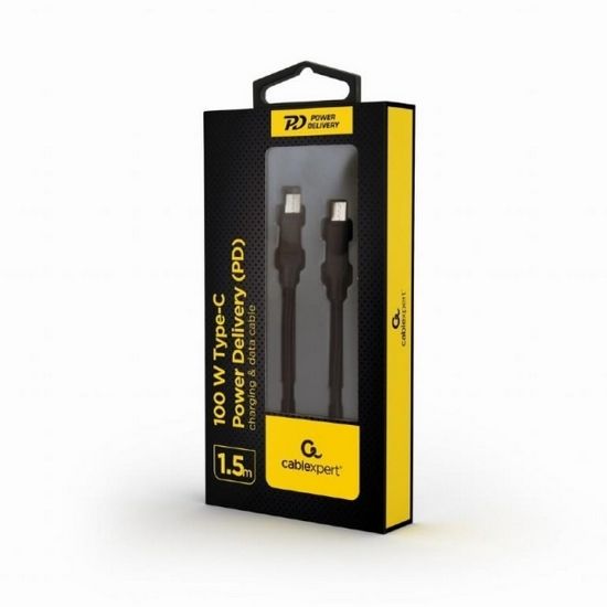 Obrázek GEMBIRD Kabel USB PD (Power Delivery), 100W, Type-C na Type-C kabel (CM/CM), 1,5m, datový a napájecí