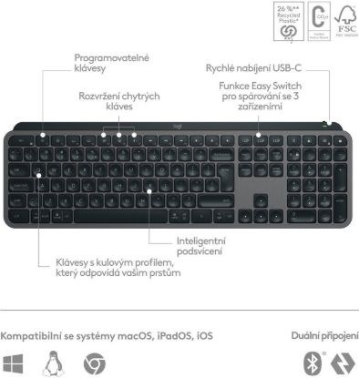 Obrázek Logitech MX Keys S - GRAPHITE - CZE-SKY - BT - INTNL