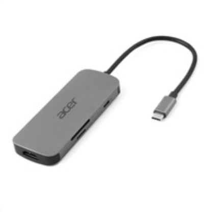 Obrázek ACER Dokovací stanice 7in1 Type- C dongle, 1x HDMI, 3x USB- A 3.2 Gen1, 1x SD 3.0, 1x microSD, 1x USB- C, silver
