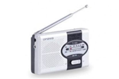 Obrázek Orava T- 103 přenosné kapesní rádio AM/ FM, výstup na sluchátka, teleskopická anténa, stříbrná